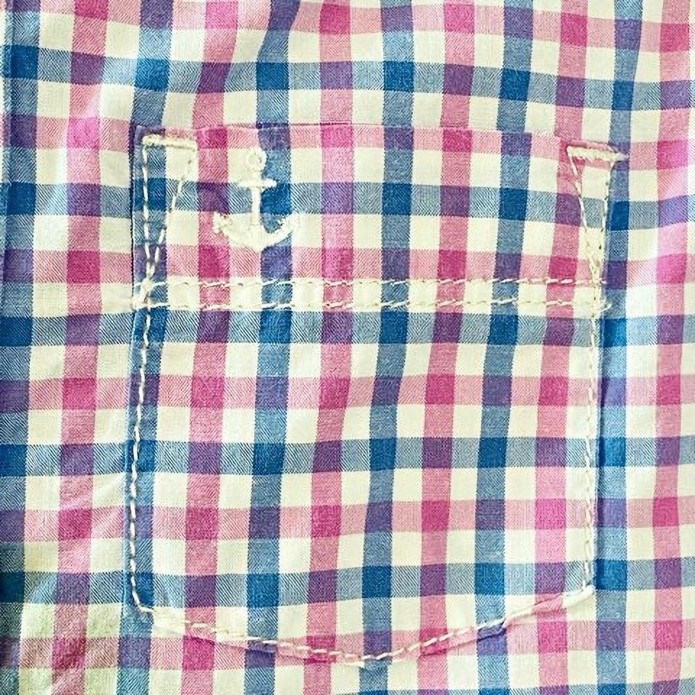 OshKosh B'Gosh Boy's Dress Shirt Size 4 / 5 Blue & Pink Plaid Button Down Spring - Picture 3 of 8